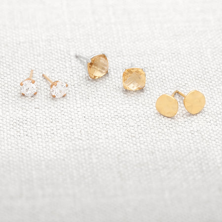 Small 14kt Gold and Diamond Hexagon Stud Earrings | Alexandra Marks Jewelry
